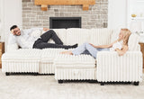 Belffin Oversized Sofa Bed Modular Sectional Sleeper Sofa with Pull Out Bed L Shaped Couch with Storage Chaise White Couch Belffin