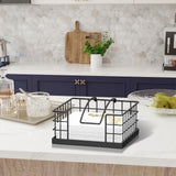 Honiter Napkin Holder for Table, Farmhouse Napkins Holder with Weighted Arm, Wood Napkin Holders for Kitchen, Flat Napkin Dispenser for Countertop, Dining Room, Rustic Brown Honiter