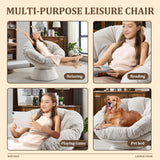 Papasan Chair,Papasan Chair with Cushion and Frame,Comfy Chenille Upholstered Round Reading Chair,Oversized 360° Swivel Accent Chair with Metal Base Lazy Chair for Bedroom,Living Room,Light Beige WIIS' IDEA