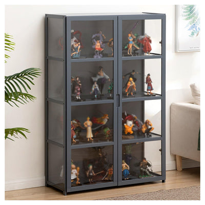 NENAGGE Display Cabinet for Collectibles with Acrylic Doors Curio Cabinet 4 Tier 3 Tier Small Display Case Figures Display Shelves for Toys Storage Cabinet for Bedroom Kitchen,4 Tier_Double Door