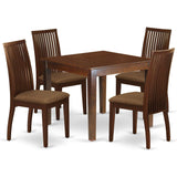 East West Furniture OXIP5-MAH-C 5 Piece Room Furniture Set Includes a Square Dining Table and 4 Linen Fabric Upholstered Chairs, 36x36 Inch East West Furniture