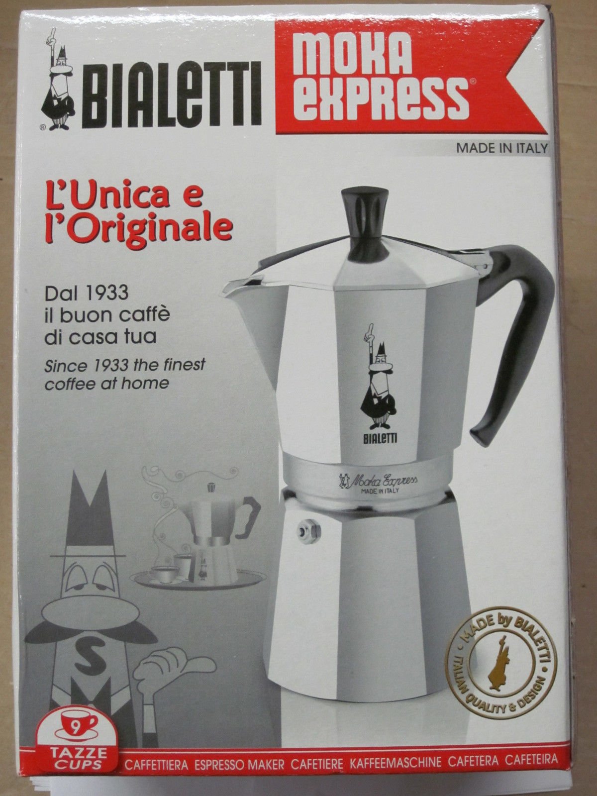 Bialetti - Moka Express: Iconic Stovetop Espresso Maker, Makes Real Italian Coffee, Moka Pot 9 Cups (14 Oz - 420 Ml), Aluminium, Silver Bialetti