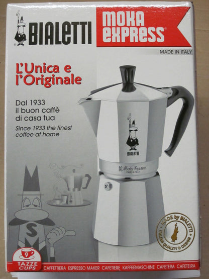 Bialetti - Moka Express: Iconic Stovetop Espresso Maker, Makes Real Italian Coffee, Moka Pot 9 Cups (14 Oz - 420 Ml), Aluminium, Silver