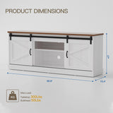 Trumbeak Farmhouse TV Stand for Televisions up to 75 Inchs,Entertainment Center with Sliding Barn Doors and Storage Cabinets,Modern Media TV Console Table for Living Room,Bright White Trumbeak