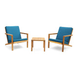 Christopher Knight Home Nick Outdoor 3 Piece Acacia Wood Chat Set, Brown Patina and Dark Teal Christopher Knight Home