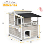 Tangkula Outdoor Cat House Wooden, 2-Story Outside Cat Shelter Condo Enclosure with Escape Door, Asphalt Roof, Balcony, Jumping Platform, Weatherproof Tangkula