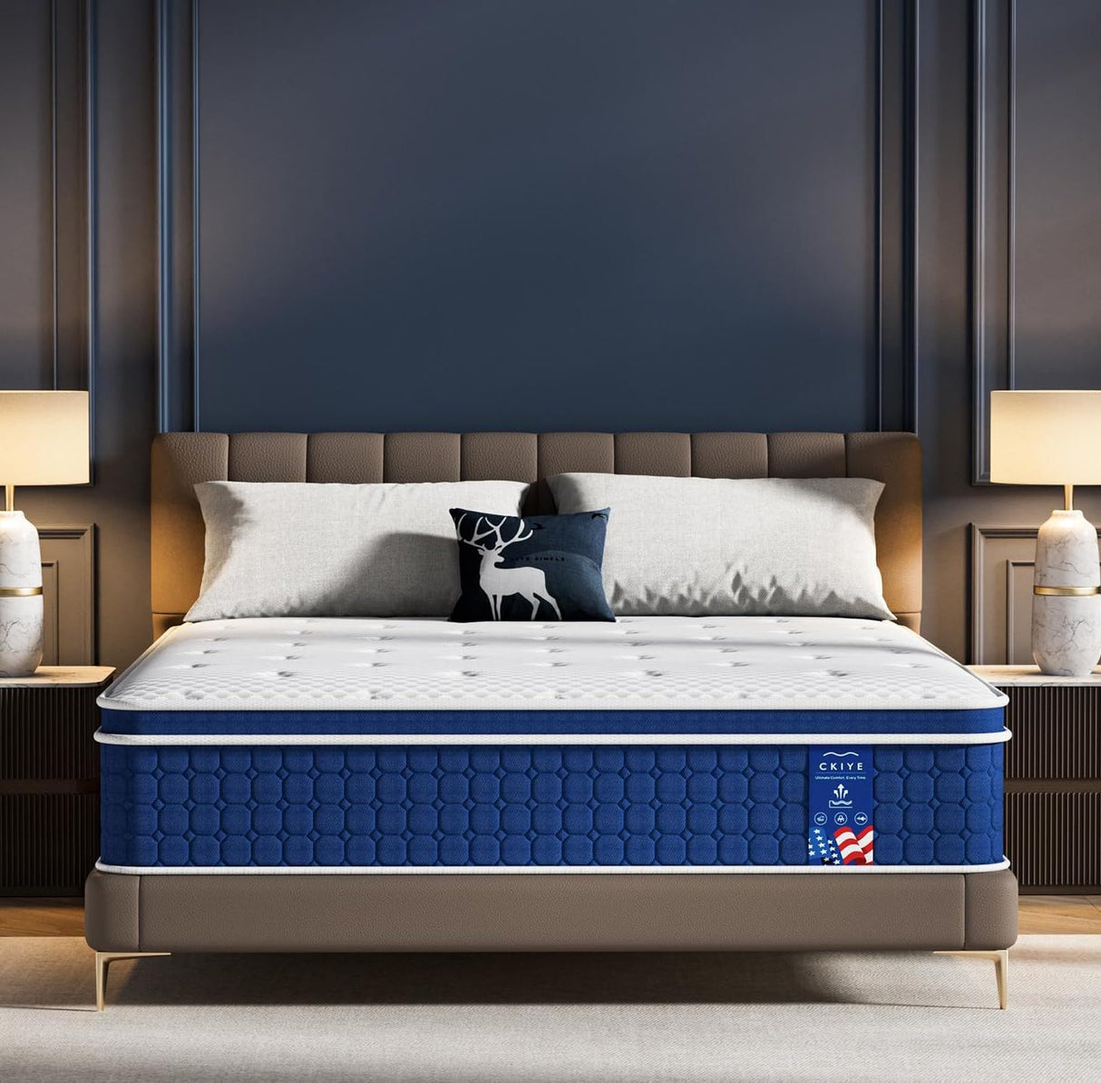 Ckiye 12 inch Queen Size Mattress 80''*60''*12'' Hybrid Medium Firm Memory Foam in a Box with Pocket Springs CertiPUR US Extra Edge Support Anti Sag Design Pressure Relief Queen Mattress Ckiye