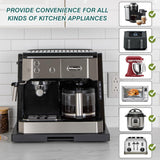 ANBOXIT Appliance Slider, Wooden Sliding Tray for Coffee Maker, Coffee Pot Slider for Counter, Kitchen Caddy Rolling Tray (Classic Black- Wide) ANBOXIT