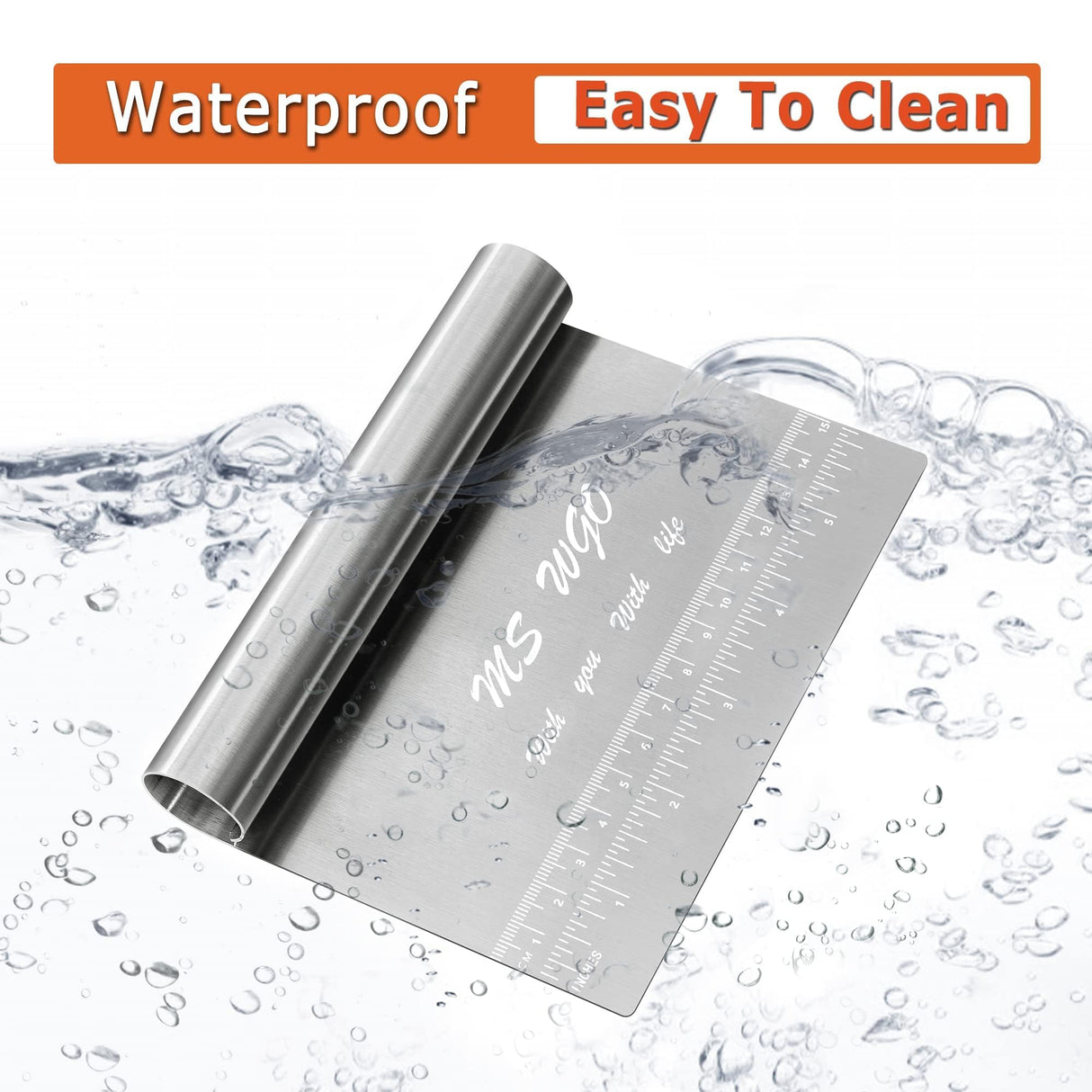 Pro Dough Pastry Scraper/Cutter/Chopper Stainless Steel Mirror Polished with Measuring Scale Multipurpose- Cake, Pizza Cutter - Pastry Bread Separator Scale Knife (1) MS WGO