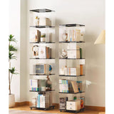 5 Tier Rotating Bookshelf, Clear Bookcase, Modern Storage Organizer Book Case for Bedroom Living Room Home Office, 360 Display Spinning Bookshelf Floor Standing Book Shelf (5 Tier - Natural) ZHUMUJIAJU