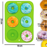 Anaeat 3 Pack Donut Pan Silicone Baking Mold, Just Pop Out! Non-Stick Doughnuts Baking Pans BPA Free for 6 Full-Size Donuts, Muffin, Cake Biscuit Bagels - Oven & Dishwasher Safe (Multicolor) Anaeat