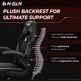 N-GEN Video Gaming Computer Chair Ergonomic Office Chair Desk Chair with Lumbar Support Flip Up Arms Adjustable Height Swivel PU Leather Executive with Wheels for Adults Women Men (Grey) NEO CHAIR