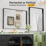 Dimelax Black Vanity Wall Mirror, 22x 30 Inch Rectangular Bathroom Mirrors for Over Sink, Aluminum Metal Framed Mirror, Tempered Glass, Anti-Rust, Wall Farmhouse Mirrors (Horizontal/Vertical) Dimelax