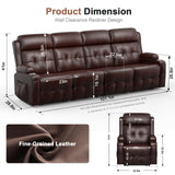 VAFEAFO Recliner Sofa, Massage Reclining Sofa Sets 4 Seater Heavy Weight Capacity, 2 Single Power Heat & Massageable Chair with Storage, Cup Holders, Wall Hugger Couches for Living Room & RV Campers VAFEAFO