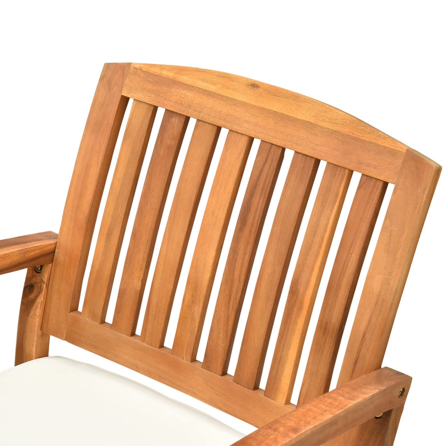 Outsunny Outdoor Rocking Chair with Cushion, Acacia Wood Patio Rocker for Backyard, Patio, Home, Teak Tone - WoodArtSupply