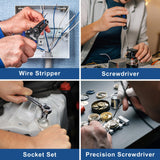 COMOWARE 120 Pcs Home Tool Kit with Drill, 20V Power Tool Combo Kits with 2.0 Ah Li-ion Battery & Charger, 25+1 Clutch, Tool Sets for Men, Household Tool Set for Garden Office Home Repair, Blue Case COMOWARE