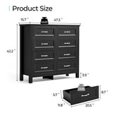 LINSY HOME 8 Drawers Dresser for Bedroom, Black Wood Dresser with Metal Handle, Farmhouse Tall Chest of Drawers with 1 pcs Fabric Divider Organizer, Storage Organizer for Living Room, Closet, Hallway LINSY HOME
