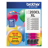Brother Genuine High Yield Color Ink Cartridge, LC2033PKS, Replacement Color Ink Three Pack, Includes 1 Cartridge Each of Cyan, Magenta & Yellow, Page Yield Up To 550 Pages, Amazon Dash Replenishment Cartridge, LC203 Brother