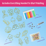 goldentime Create Your Own Fun Window Art Kit for Kids Ages 6+ Including 14 DIY Suncatchers with 10 Window Paints, Glitter & Googly Eyes –Perfect Kids Window Painting Craft Kit for DIY Window Art goldentime