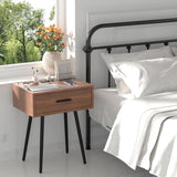 Our Modern Space 2 SET Nightstand with Charging Port and Wooden Drawers - Perfect for Small Side Table, Night Stand Night Stand - Walnut End Table, Dresser for Bedroom, Living Room, Dorm Our Modern Space