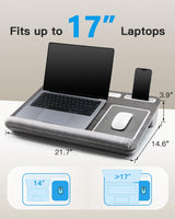 HUANUO Lap Desk - Fits up to 17 inches Laptop Desk, Built in Wrist Pad for Notebook, MacBook, Tablet, Lap Laptop Desk with Tablet, Pen & Phone Holder (Black Woodgrain) HUANUO