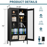 YAUWOH Metal Display Cabinet with Mesh Door,Metal Storage Cabinet with 4 Adjustable Shelves,73" H Kitchen Pantry Storage Cabinet for Collectibles,Home Office,Living Room,Gaming Room(Black) YAUWOH