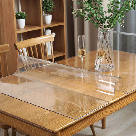 Clear Plastic Table Protector Tablecloth Cover PVC Vinyl Rectangle Large Marble Glass Coffee Table Protector Wooden Furniture Conference Tabletop Topper Protection Pad Wipeable Waterproof Mat 36x108 Wadrac
