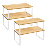 SONGMICS Cabinet Organizer Shelf, Set of 4 Kitchen Counter Shelves, Kitchen Storage, Spice Rack, Stackable, Expandable, Metal and Engineered Wood, SONGMICS