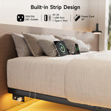 ONBRILL Full Size Floating Bed Frame with Smart LED Lights & USB Charging Station - Heavy Duty Metal Design, Easy Assembly, Noise-Free ONBRILL