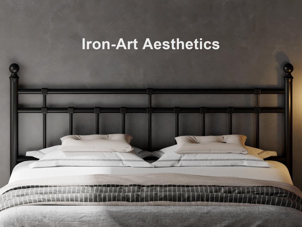 Feonase King Size Metal Platform Bed Frame with Victorian Classic Iron-Art Headboard & Footboard, Steel Slats Support, 12" Under Bed Storage, No Box Spring Needed, Easy Assembly, Noise-Free, Black Feonase