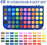 Paint Set, 48 Colors Non-toxic Watercolor Paint with a Brush Refillable a Water Brush Pen and Palette, Washable Water Color Paints Sets for Kids, Adults，and Artists RVOGJP