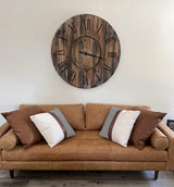 cygnus Set of 2 Farmhouse Decor Stripe Patchwork Linen Throw Pillow Covers,Modern Tan Faux Leather Accent Pillow Covers 18x18 inch, Gray cygnus