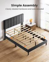 Pipishell Queen Bed Frame with 12 Thickened Legs&Fabric Upholstered Headboard,1300 lbs Strong Weight Capacity, Adjustable Headboard, No Box Spring Needed, Easy Assembly, Underbed Storage（Solid Wooden） Pipishell