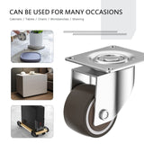 ANDUTEES 1 inch Caster Wheels Set of 4, Low Profile Wheels for Furniture, No Noise Mini Swivel Rubber Casters, with 360 Degree Top Plate for Small Furniture ANDUTEES