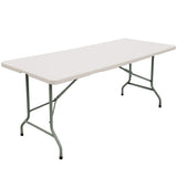FORUP 6ft Table, Folding Utility Table, Fold-in-Half Portable Plastic Picnic Party Dining Camp Table (White) FORUP