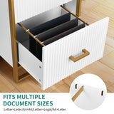 YITAHOME 2 Drawer File Cabinet, Lateral Filing Cabinet for Home Office, White and Gold YITAHOME