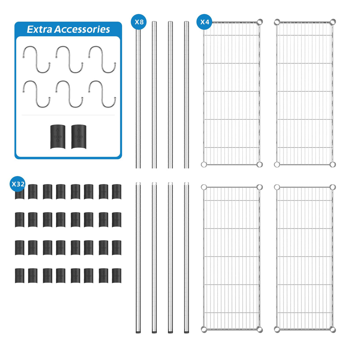 Guan River 4-Shelf Adjustable Metal Shelf Wire Shelving Unit Storage Rack Display Shelf for Office,Kitchen,Bedroom,Bathroom,Laundry,Pantry Basement,Garage(Chrome,36" L x 14" W x 54" H) Guan River
