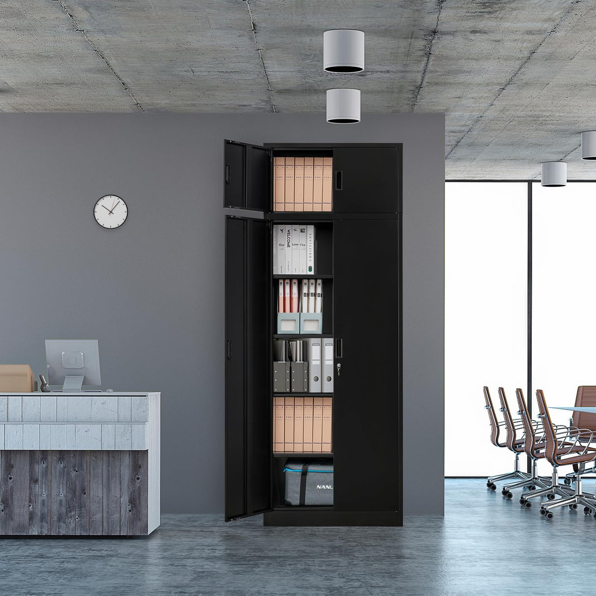 YEEZER Steel Storage Cabinet, 87" Tall Large Locking Metal Storage Cabinet with 4 Adjustable Shelves, 2 Doors and Lock for Home, Office, Gym and Garage (Black) YEEZER