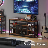 BON AUGURE Tall TV Stand for TVs up to 65 Inch, Industrial Wood Entertainment Center with Storage Cabinet, Farmhouse TV Console for Living Room and Bedroom (32 Inch High, Rustic Oak) BON AUGURE