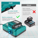 YongerTool BL1860 18V 6.0Ah Battery and Charger for Makita,New Version DC18RC Charger with LCD Display Cooling Fan Compatible with Makita LXT Li-ion Battery BL1850 BL1840 BL1830 BL1820 BL1815 YongerTool