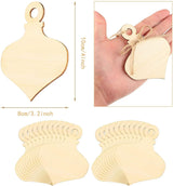HIPIHOM 50Pcs Christmas Wooden Ornaments Blanks Pendants with Cords New Year Christmas Tree DIY Pendant Ornaments HIPIHOM