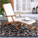 SAFAVIEH Outdoor Collection Palmdale Natural Brown Solid Wood/Beige Cushion Chaise Lounge Chair (PAT7015C) Safavieh