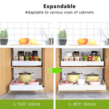 2 Pack Pull Out Cabinet Organizer 21" Deep Expandable Slide Out Drawer Organizers,No Drill Pull Out Drawers Adhesive with Nano Compatible Framed Cabinets Shelves For Kitchen Pantry Adjustable Width Mlinavn