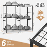 6-Tier Small Garage Shelf, Utility Garage Shelving Units and Storage, Heavy Duty Wire Shelving Metal Storage Shelves, Standing Shelf for Pantry, Laundry Room, Kitchen 34.72"L x 12.63"W x 30.94"H Black 3IngSeagulls