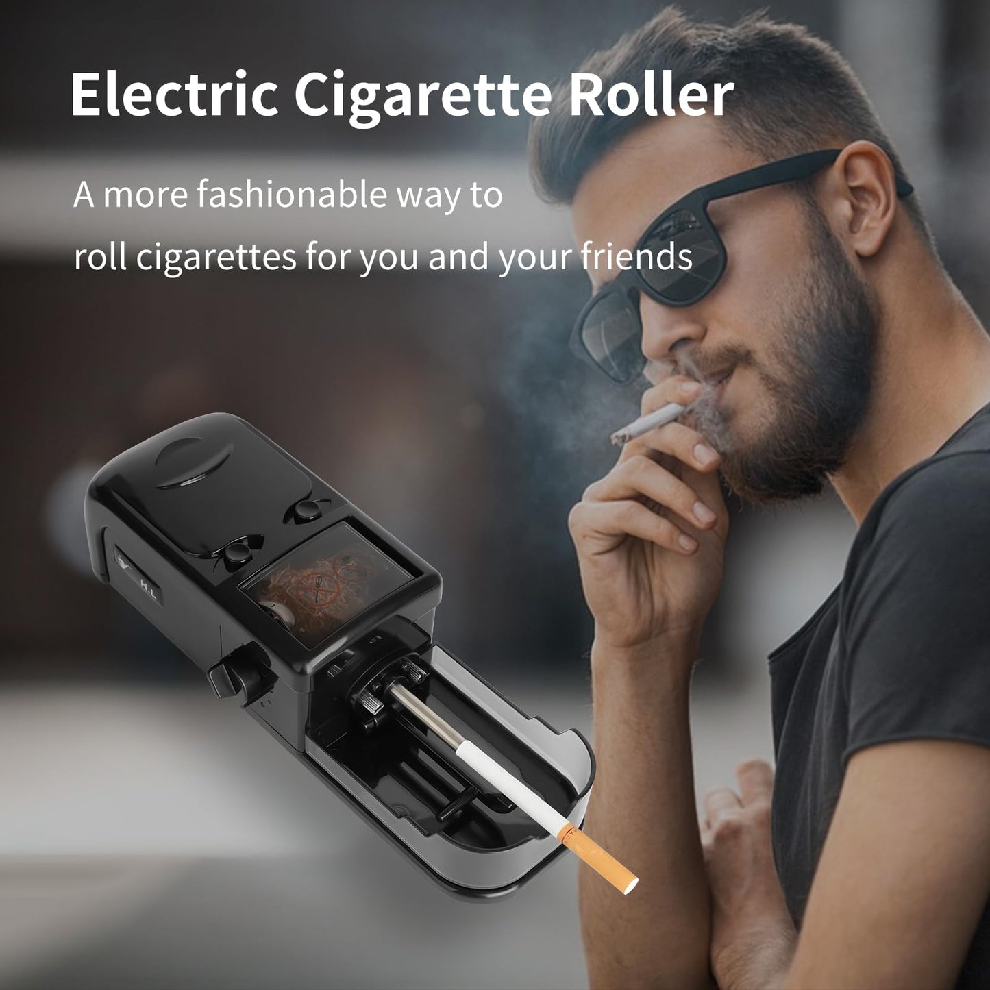 Electric Cigarette Rolling Machine, Portable Tobacco Injector Machine can Grind Filled with Herb, Tobacco, etc Suitable for Cigarette Tubes and Rolling Papers