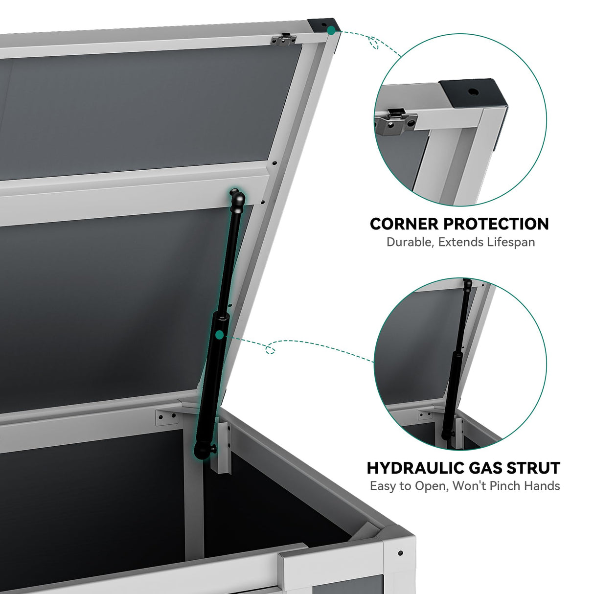 DWVO 41Cu.ft Horizontal Resin Storage Shed Without Shelf, All Weather 4.7x2.5 FT Outdoor Storage Shed with Hydraulic Struts, 3 Locks, Lockable to Floor for Garden Tools, Trash Cans, Gray DWVO