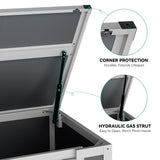 DWVO 41Cu.ft Horizontal Resin Storage Shed Without Shelf, All Weather 4.7x2.5 FT Outdoor Storage Shed with Hydraulic Struts, 3 Locks, Lockable to Floor for Garden Tools, Trash Cans, Gray DWVO