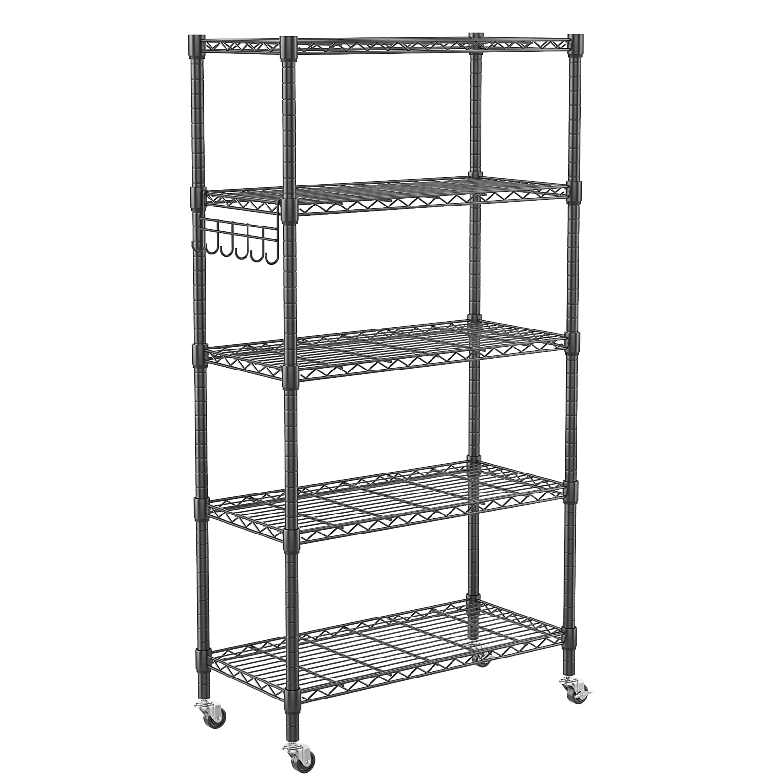 Homdox 5 Tier Metal Storage Shelves with Wheels