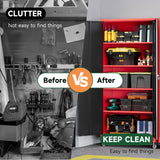 Letaya Metal Garage Storage Cabinets with Lock Door and Adjustable Shelves, Steel Tool Cabinets for Home,Office,Warehouse Organisieren (Black Red, 75" H) Letaya