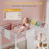 ADORNEVE Bunk Bed Twin Over Twin Size with 8 Storage Drawers, Twin Bunk Beds with Led Lights & Storage Shelves, Metal Loft Bed with 13.4" H Safety Guardrail & Ladder, for Kids & Teens, White ADORNEVE